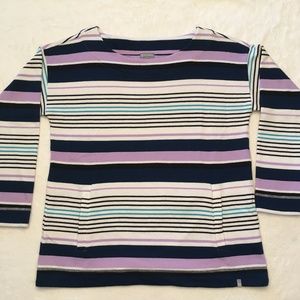 T by Talbots Striped Front Pocket Sweatshirt